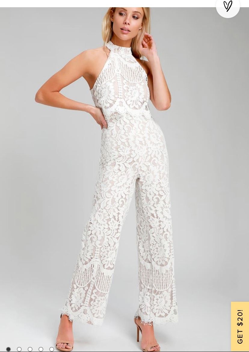 Lulus Size XS Lace White Formal Jumpsuit on Queenly