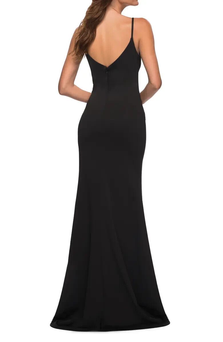 La Femme Size 00 Black Side Slit Dress on Queenly