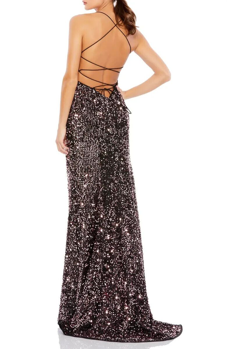 Mac Duggal Size 4 Sequined Black A-line Dress on Queenly