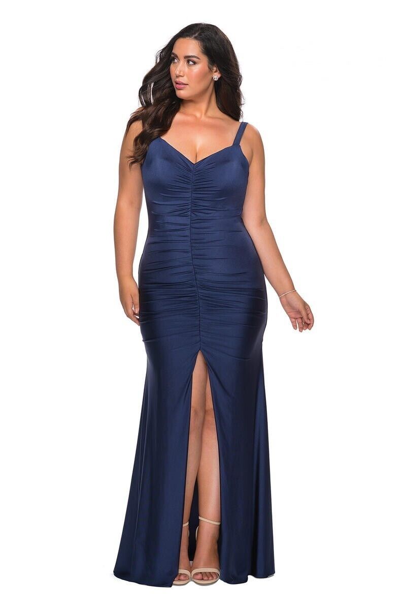 La Femme Plus Size 18 Navy Blue Mermaid Dress on Queenly