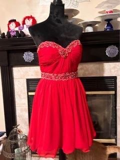 B. Darlin Size 10 Prom Red A-line Dress on Queenly