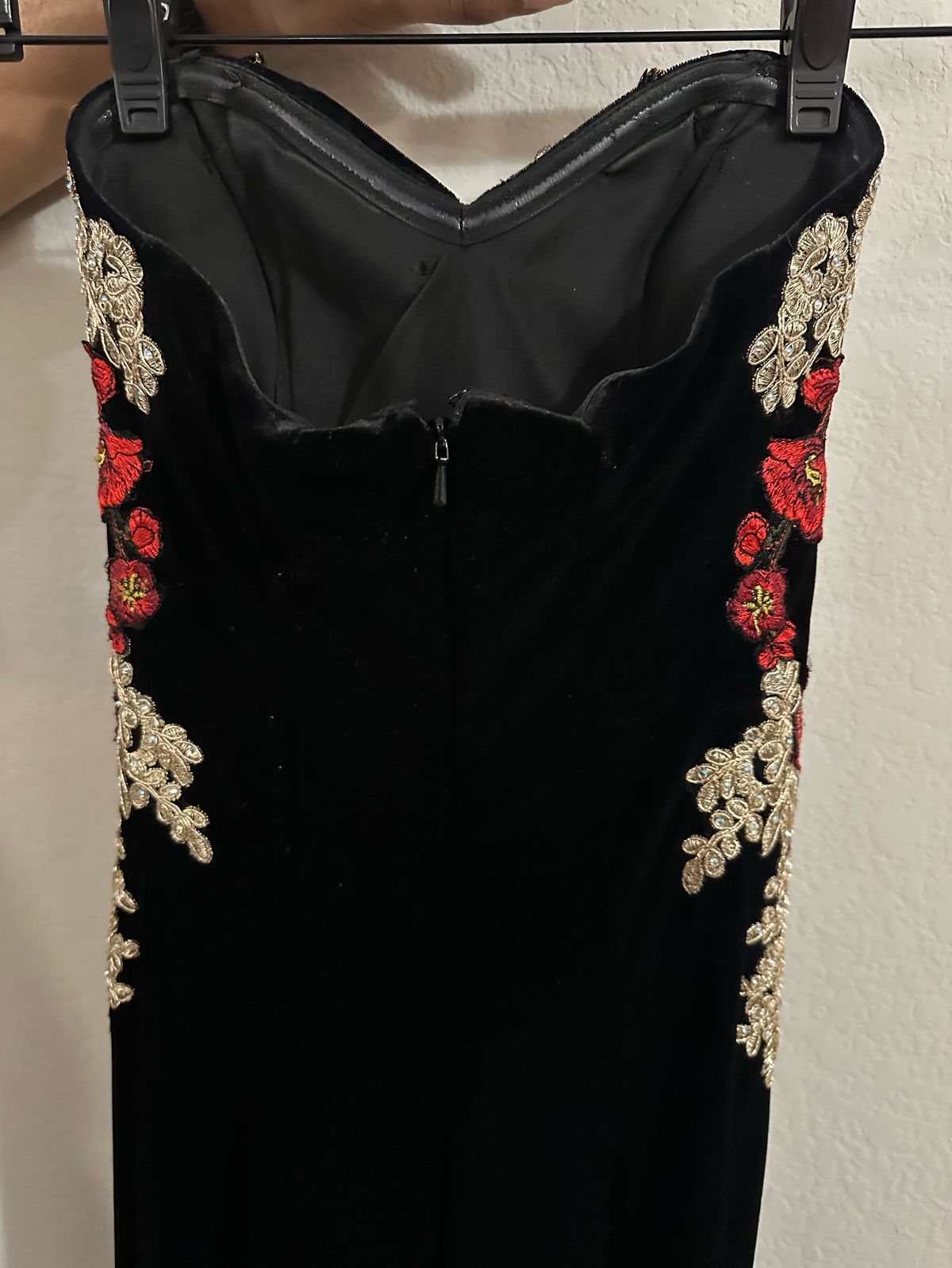 Size 2 Strapless Lace Black Floor Length Maxi on Queenly