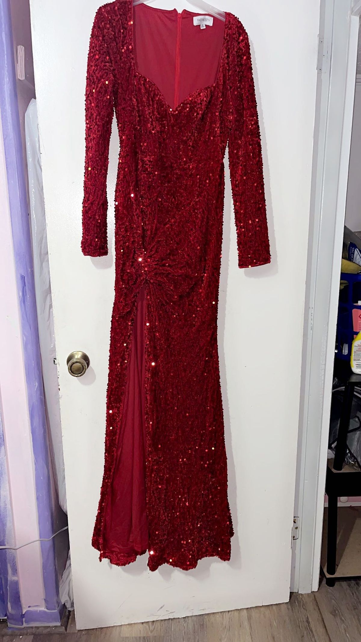 Size M Prom Red Side Slit Dress on Queenly
