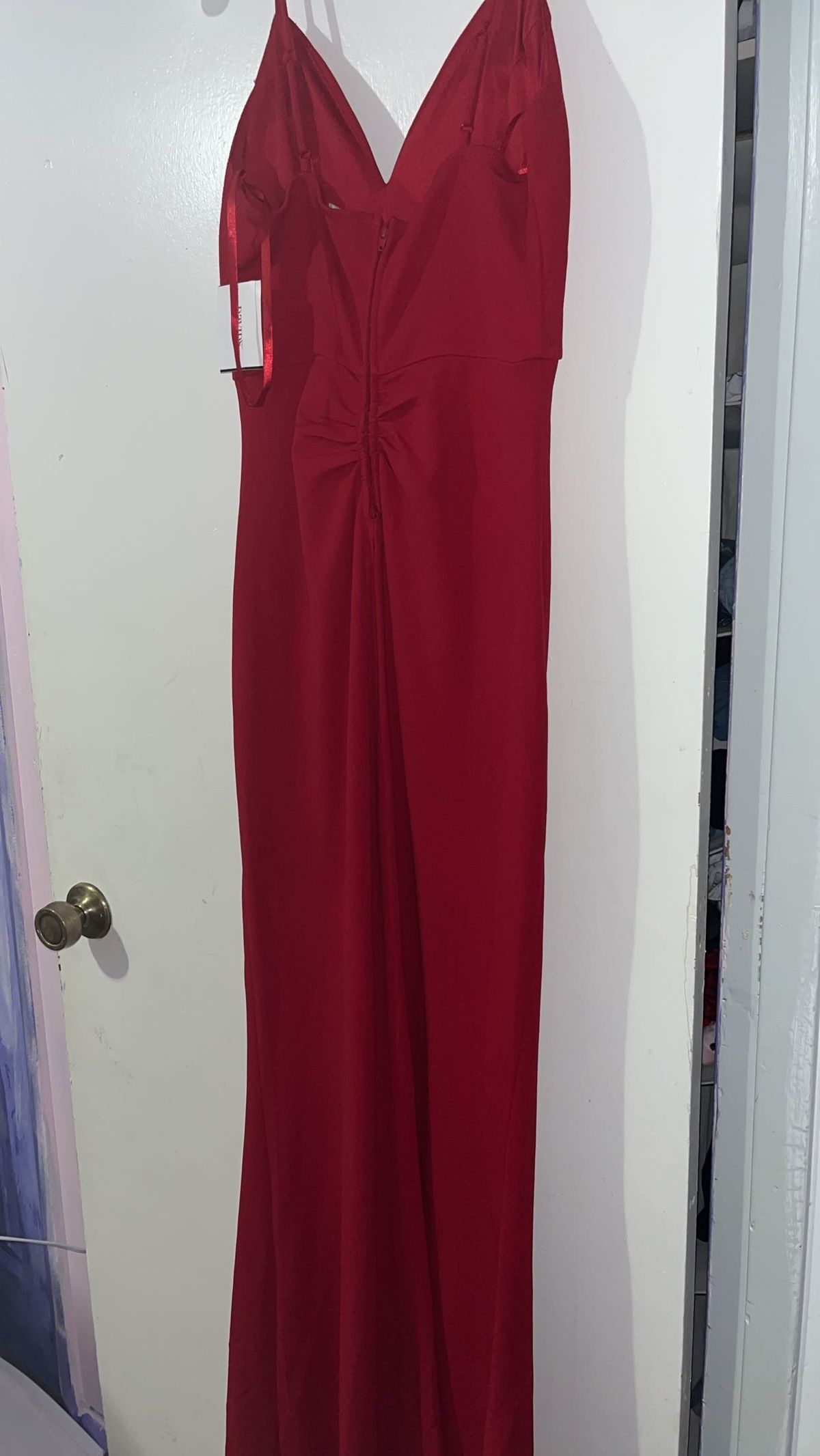 Size 12 Prom Red Side Slit Dress on Queenly