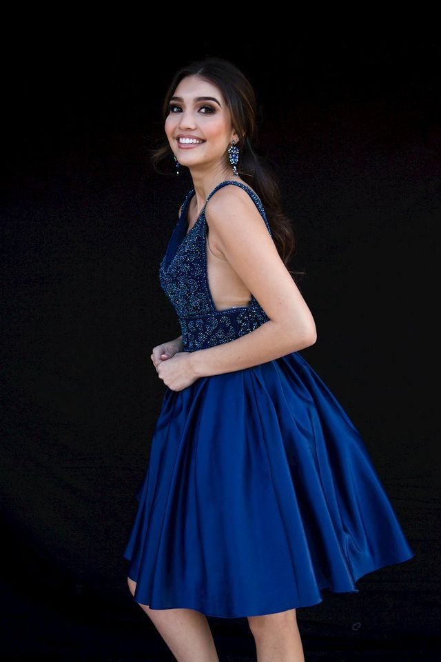 Style 6097 Vienna Size 4 Prom Navy Blue A-line Dress on Queenly