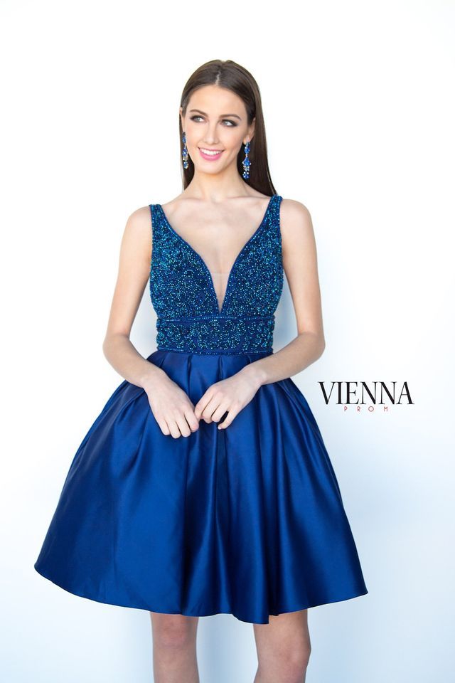 Style 6097 Vienna Size 4 Prom Navy Blue A-line Dress on Queenly