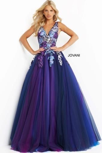Jovani Size 2 Prom Plunge Lace Multicolor Ball Gown on Queenly