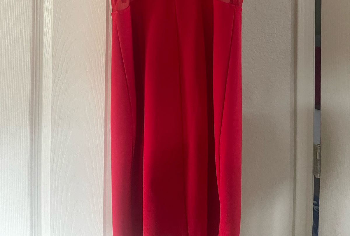 Size S Sheer Red Cocktail Dress on Queenly