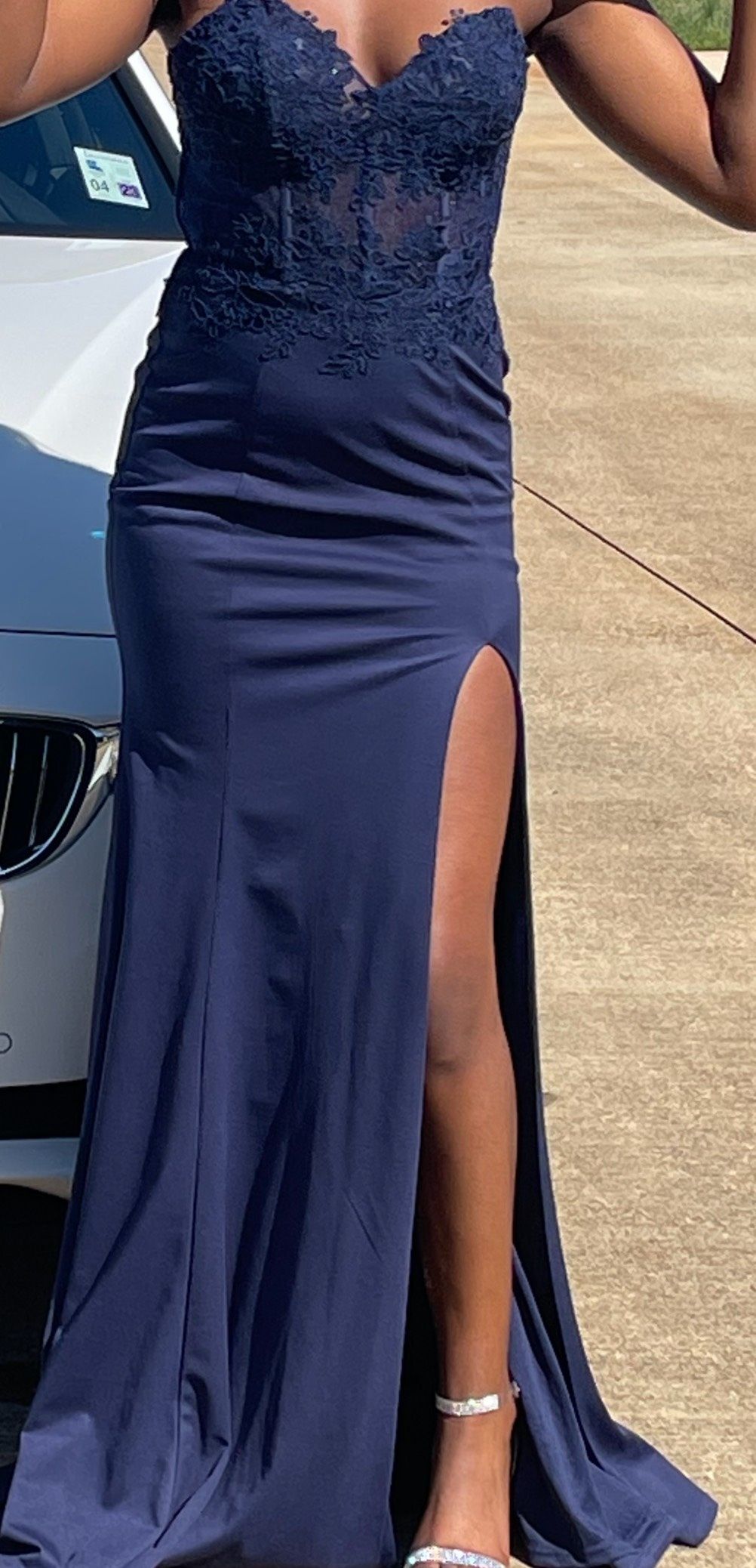 Size S Prom Blue Side Slit Dress on Queenly