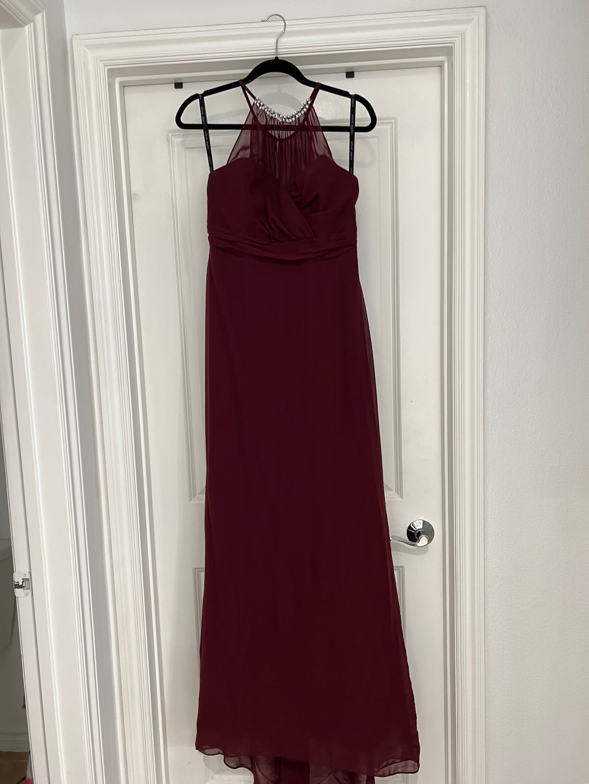 Alfred Angelo Size 12 Bridesmaid Burgundy Red Floor Length Maxi on Queenly