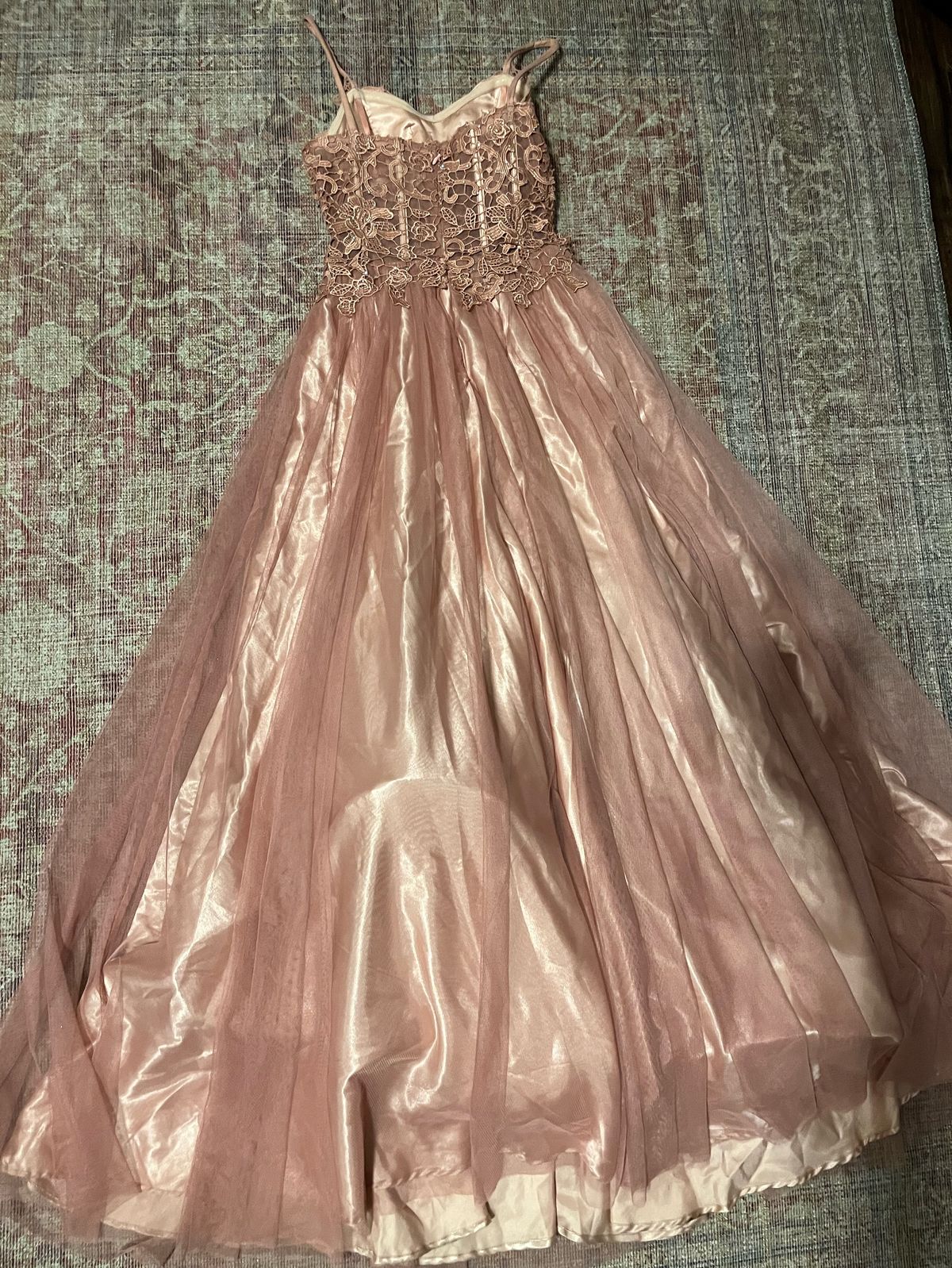 Size 0 Prom Pink Ball Gown on Queenly
