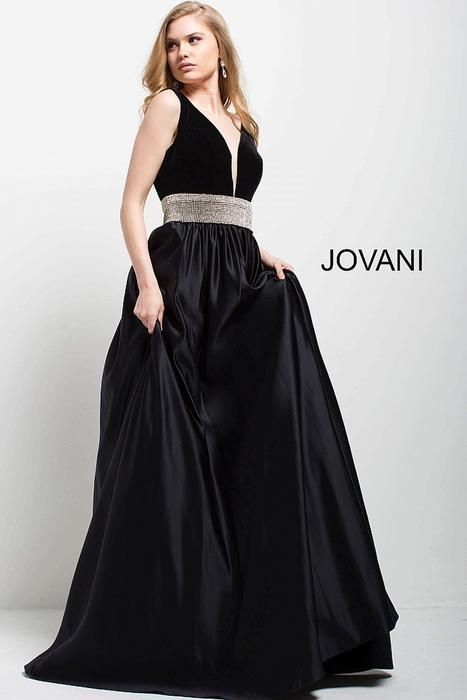 Style 51802 Jovani Size 00 Velvet Black A-line Dress on Queenly