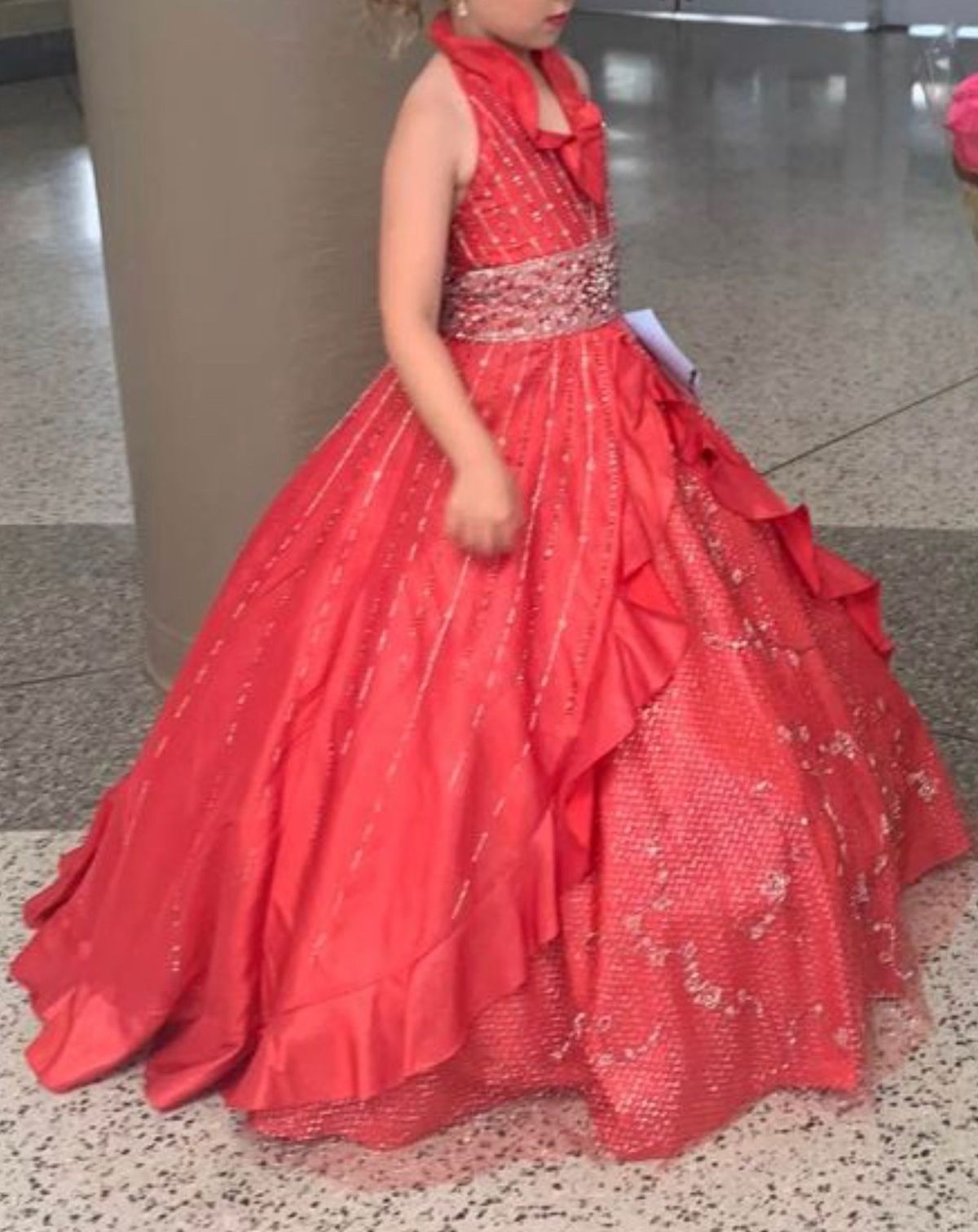 Perfect angel Girls Size 8 Pageant Red Ball Gown on Queenly
