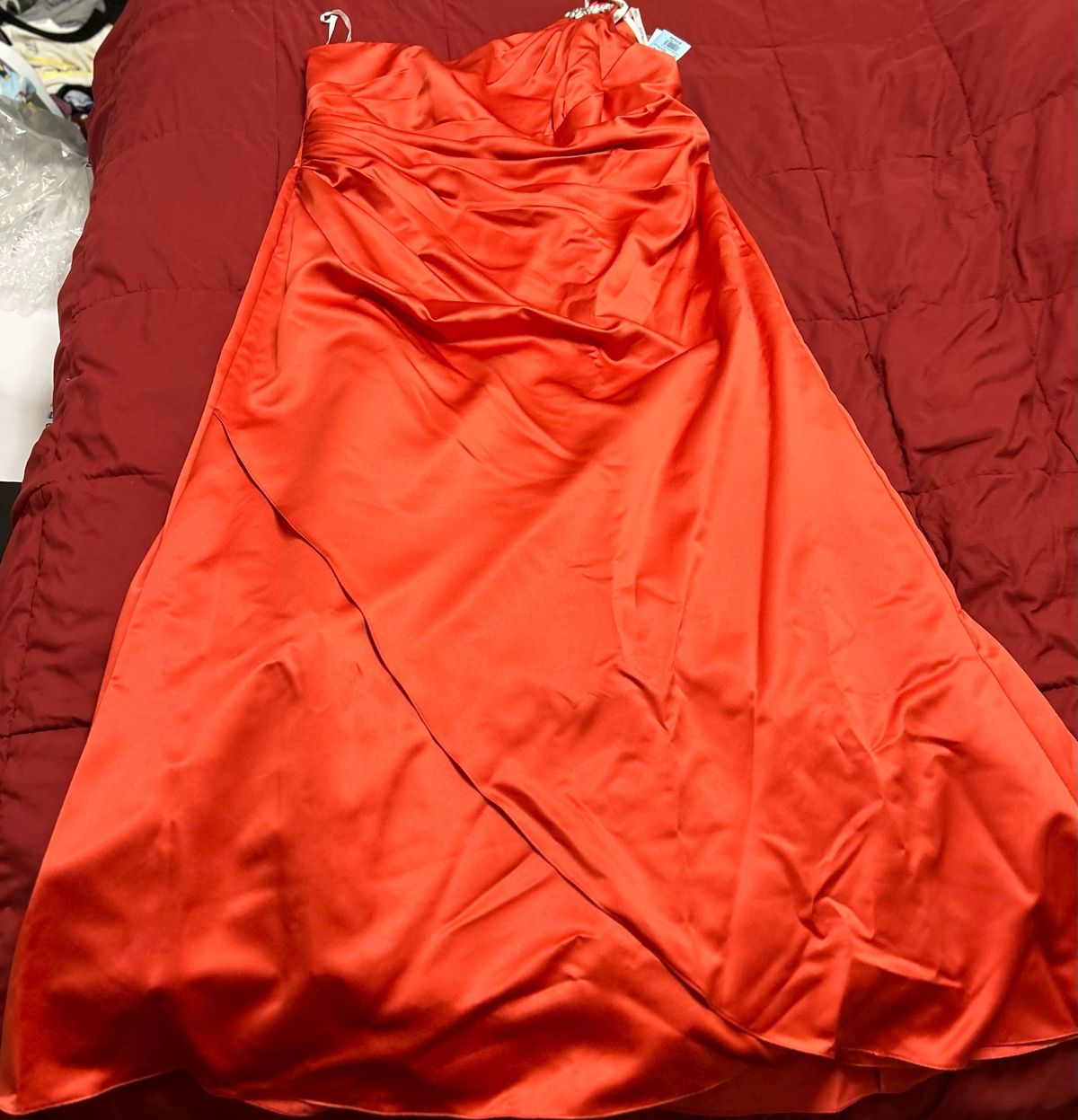 David's Bridal Size 2X Prom Orange A-line Dress on Queenly