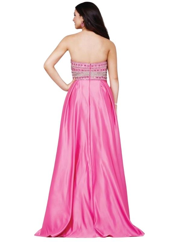 Angela and Alison Size 2 Strapless Satin Pink A-line Dress on Queenly