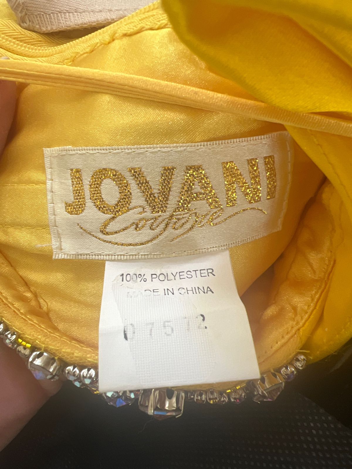 Jovani Size 0 Prom Cap Sleeve Sequined Yellow Dress With Train on Queenly