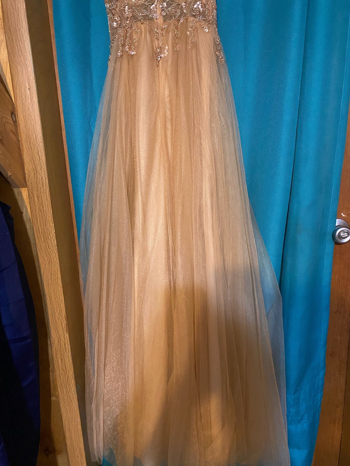 Size 4 Prom Nude A-line Dress on Queenly