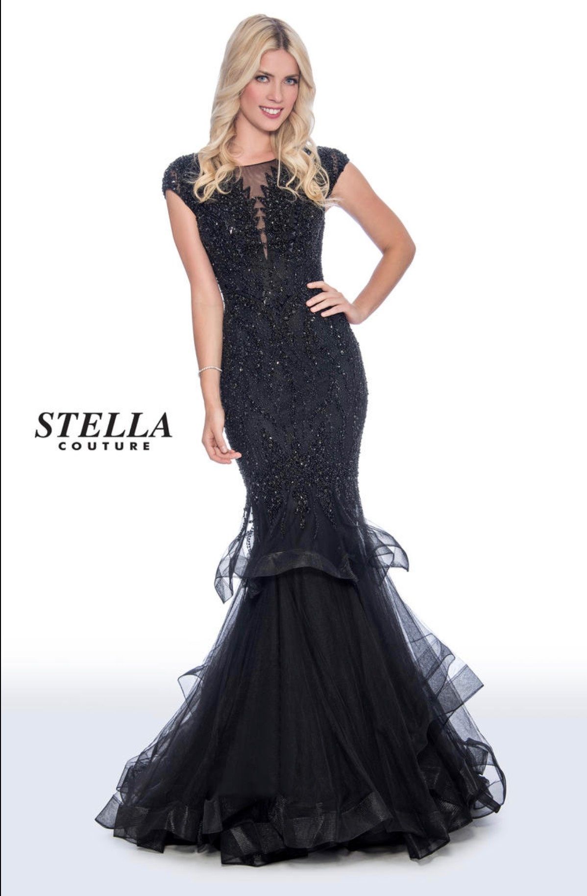 Stella Couture Plus Size 18 Prom Black Mermaid Dress on Queenly