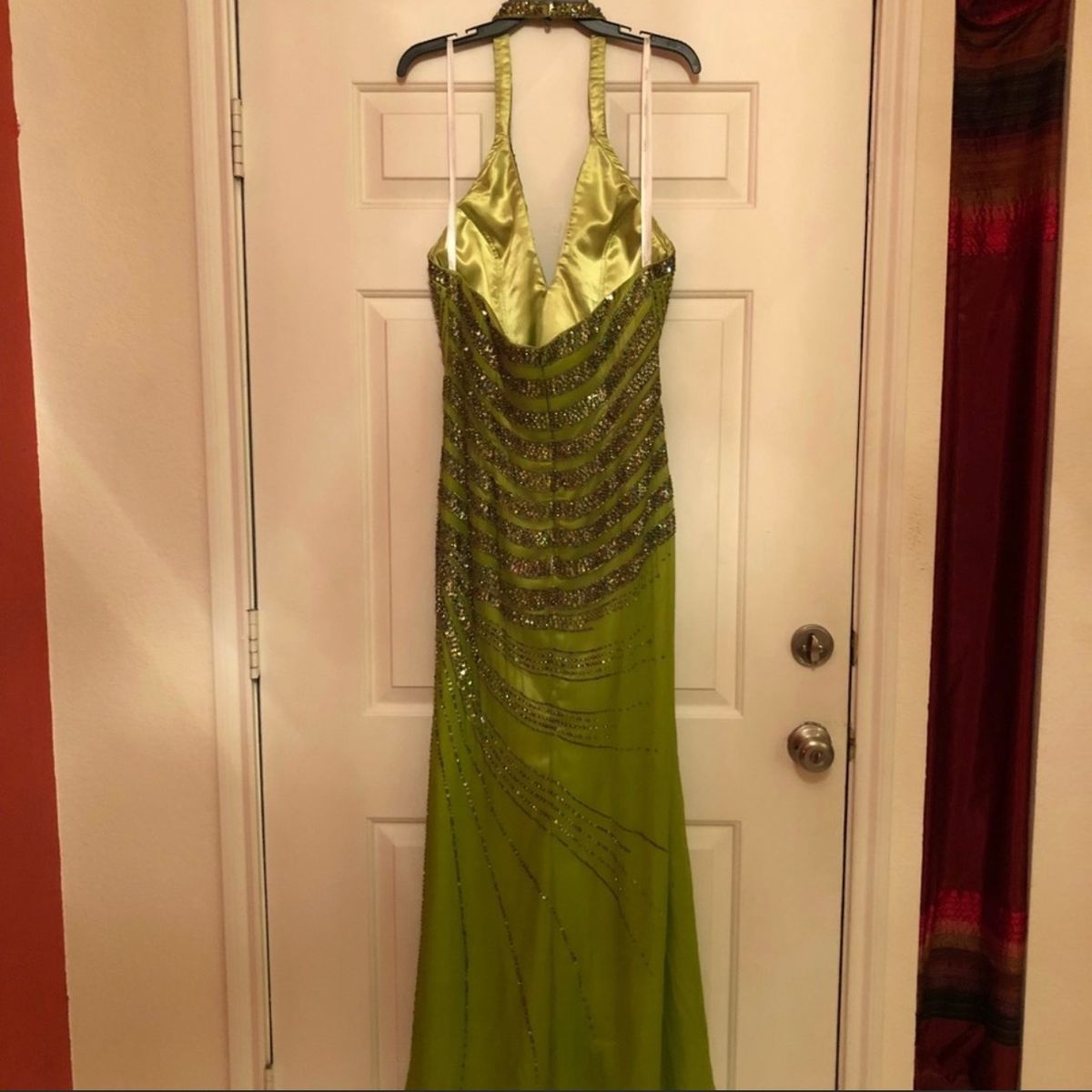 Tony Bowls Size 12 Wedding Guest Green Floor Length Maxi on Queenly