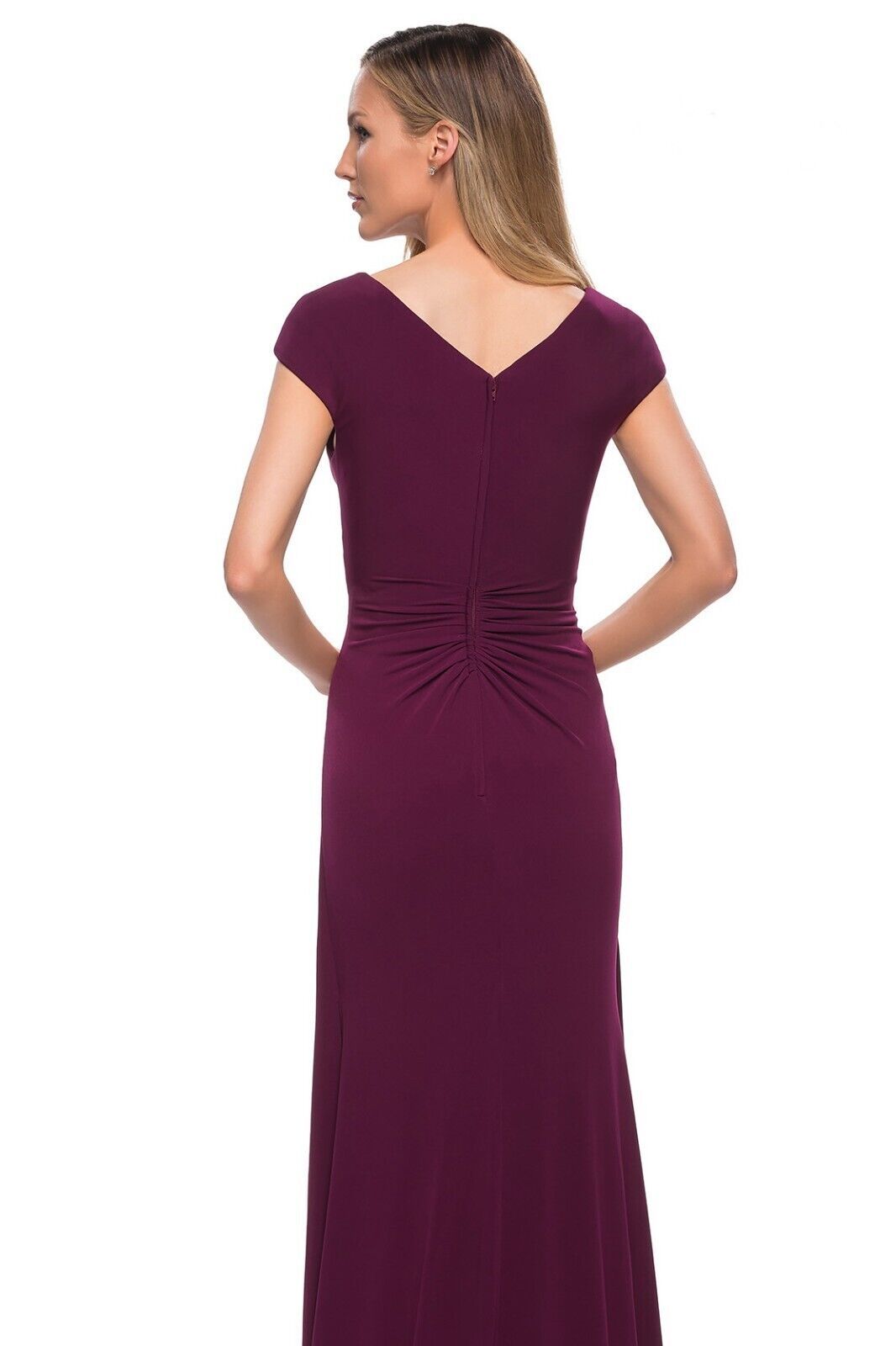 La Femme Size 10 Cap Sleeve Purple A-line Dress on Queenly