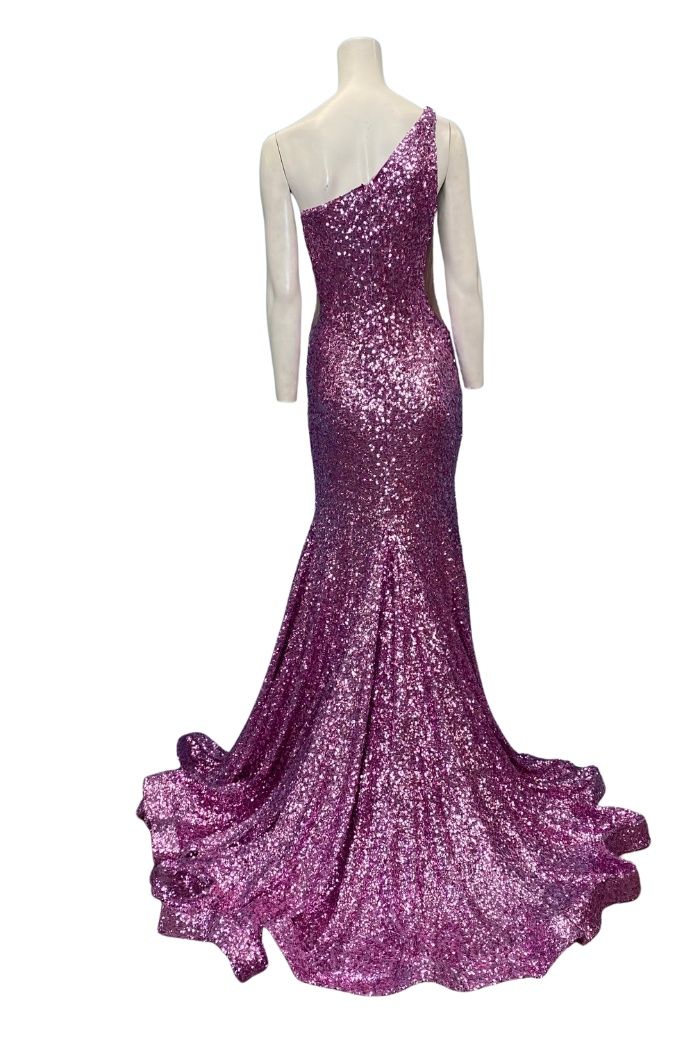 Style 23076 Jovani Size 8 Pageant One Shoulder Sequined Purple Floor Length Maxi on Queenly