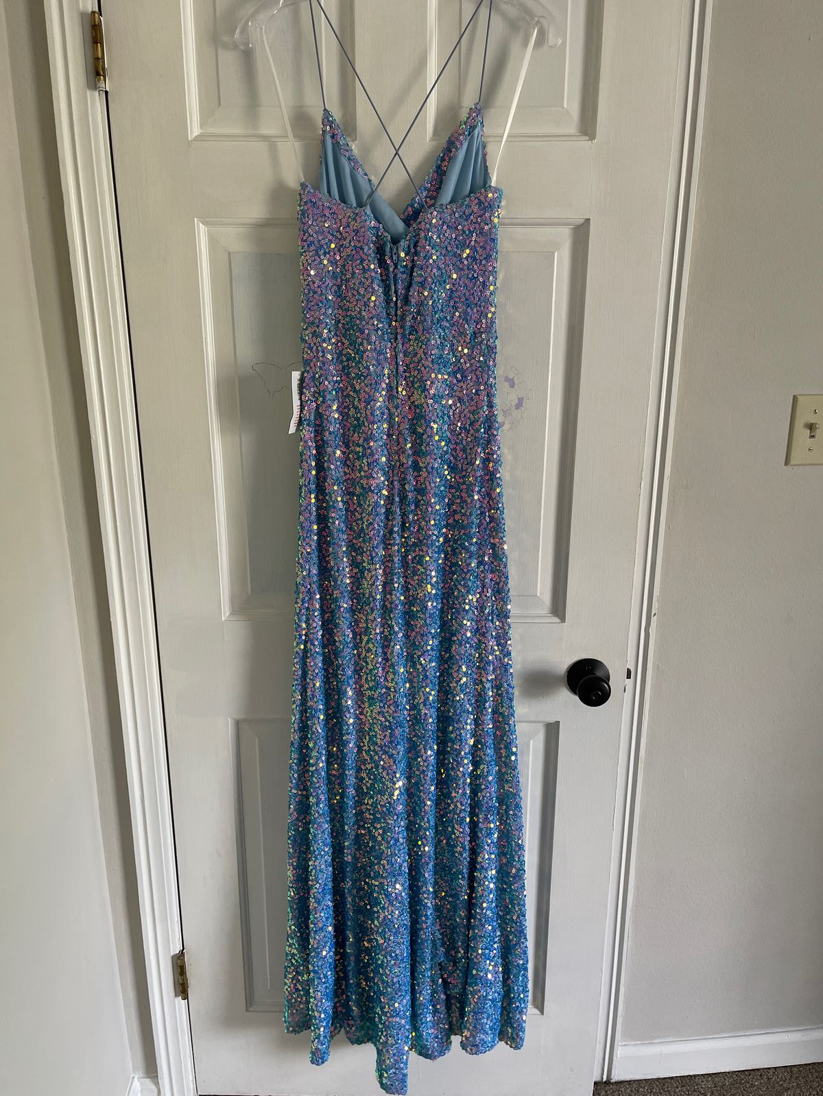 B. Darlin Size 8 Prom Blue Side Slit Dress on Queenly