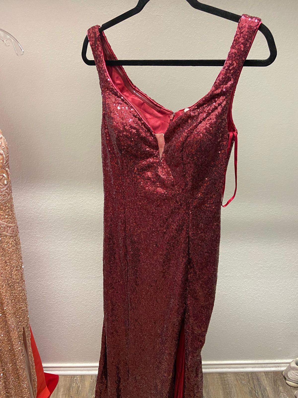 Size XL Prom Red Side Slit Dress on Queenly