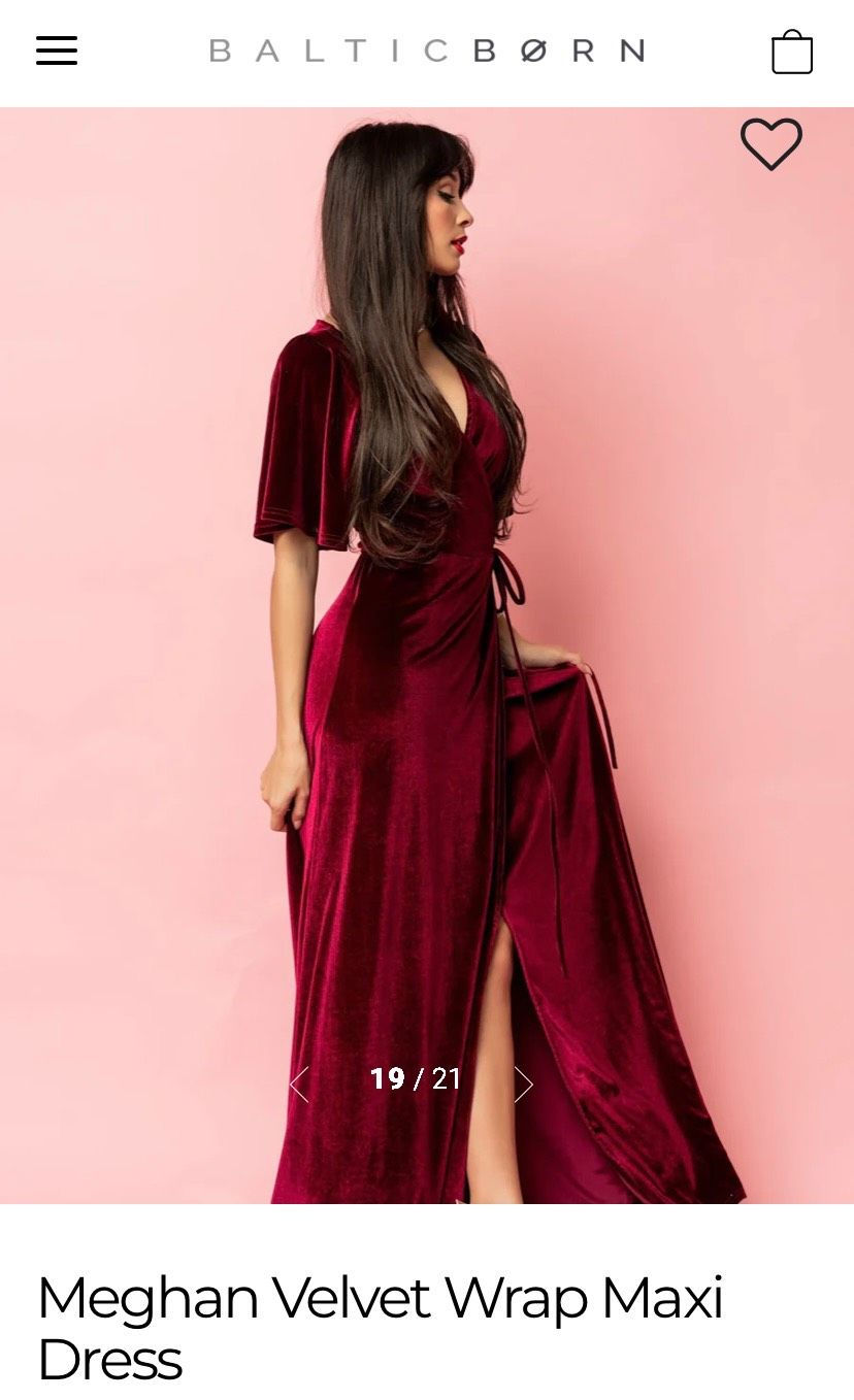 Baltic Born Size M Velvet Burgundy Red Side Slit Dress on Queenly