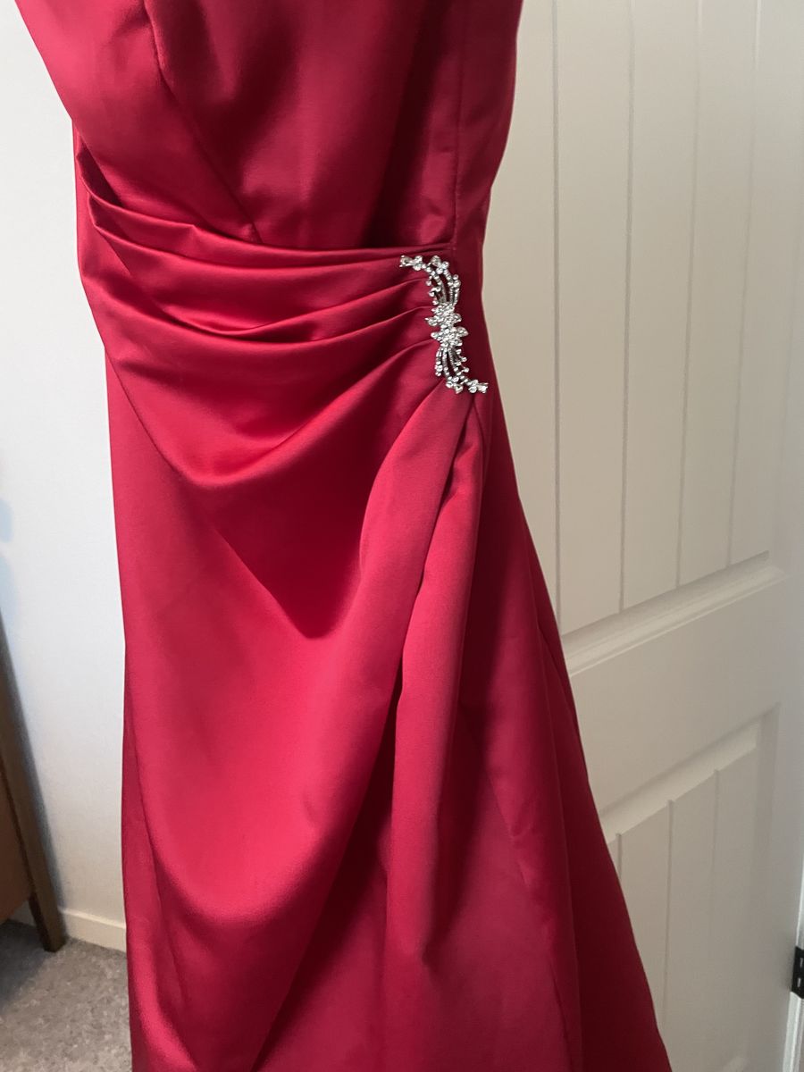 David's Bridal Size 10 Bridesmaid Red Floor Length Maxi on Queenly