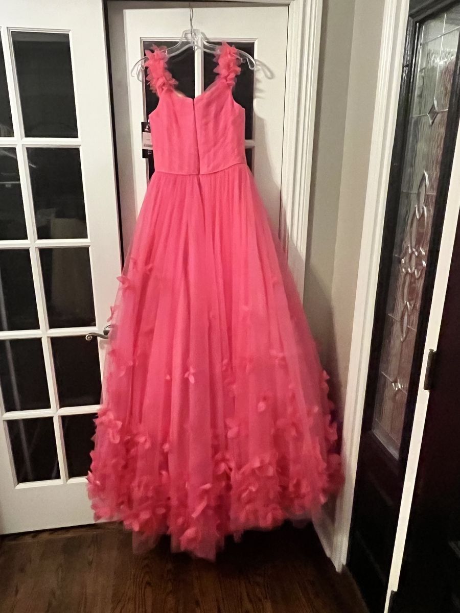 Sherri Hill Size 10 Prom Off The Shoulder Hot Pink Ball Gown on Queenly
