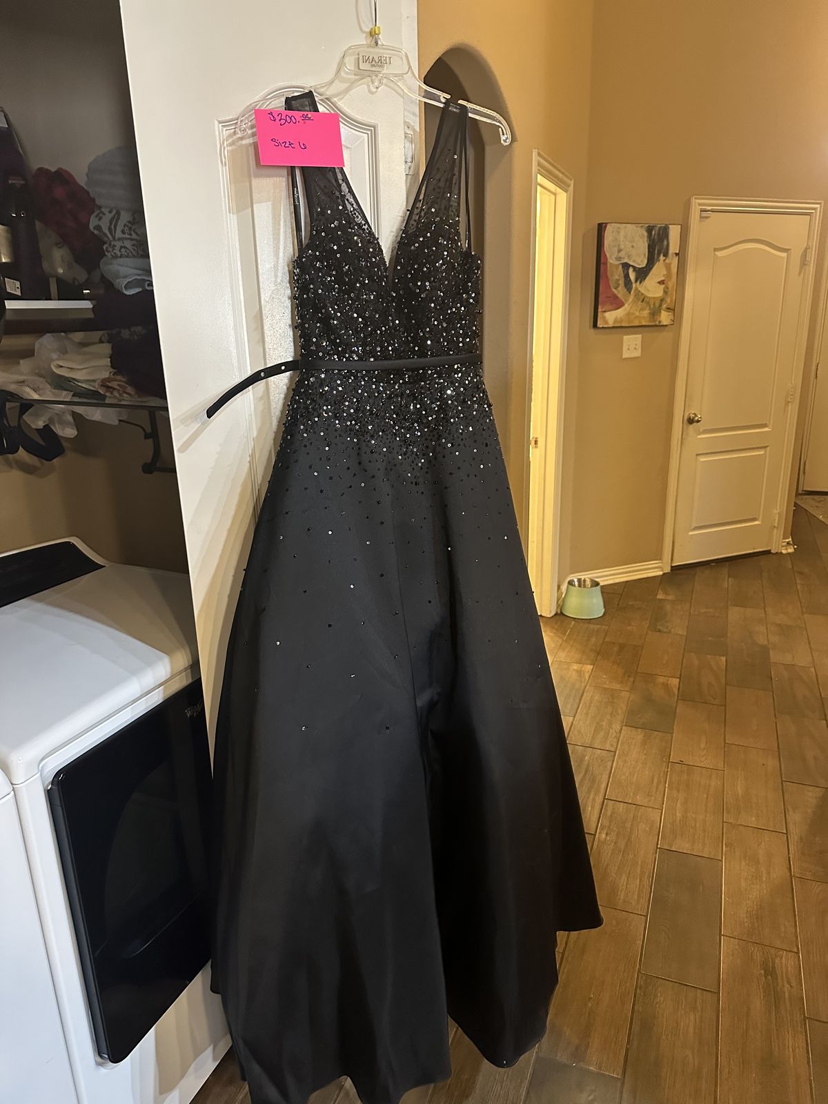 Tony Bowls Size 6 Sequined Black Ball Gown on Queenly