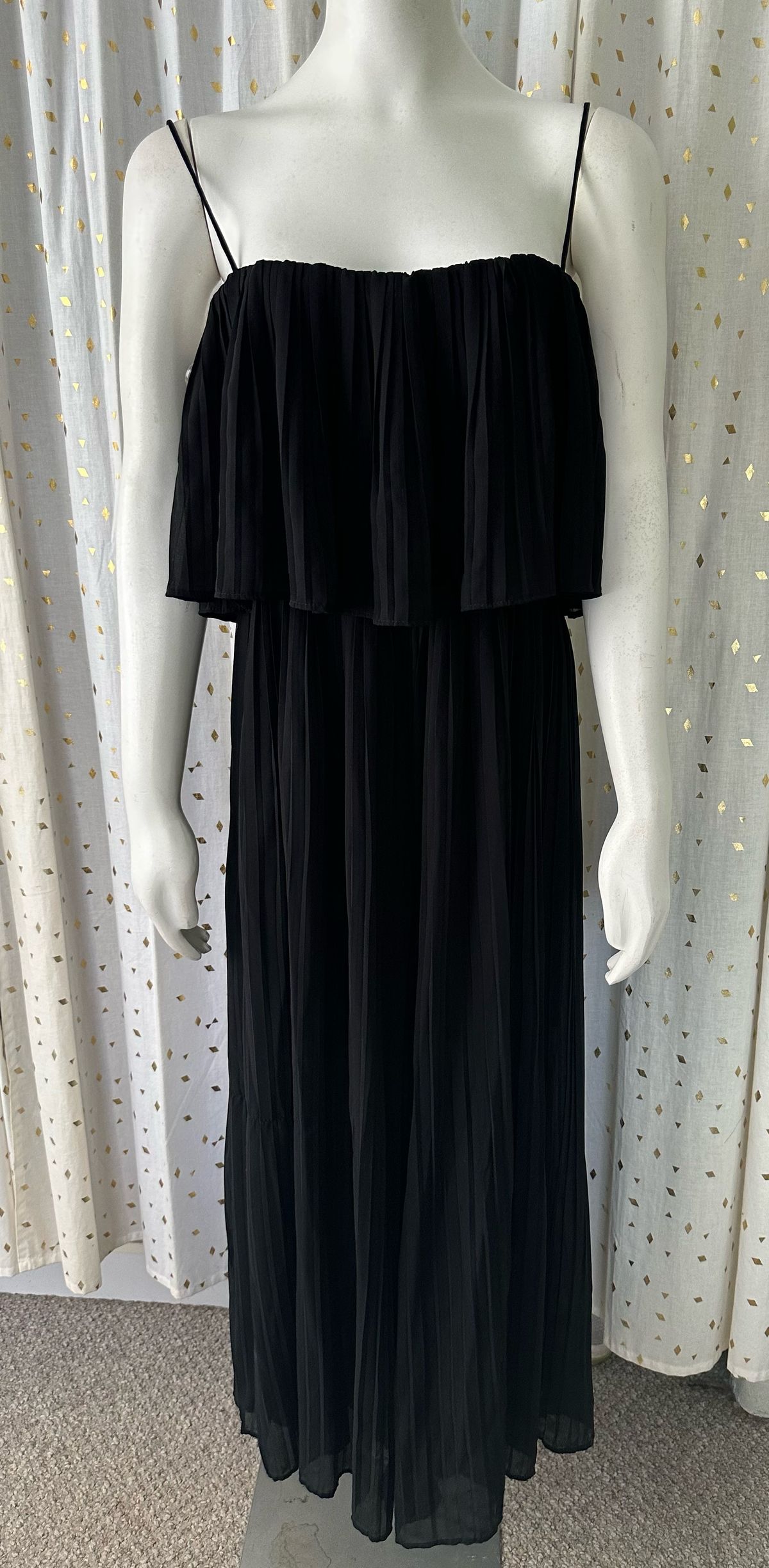 Shinestar Size L Pageant Sheer Black Formal Jumpsuit on Queenly