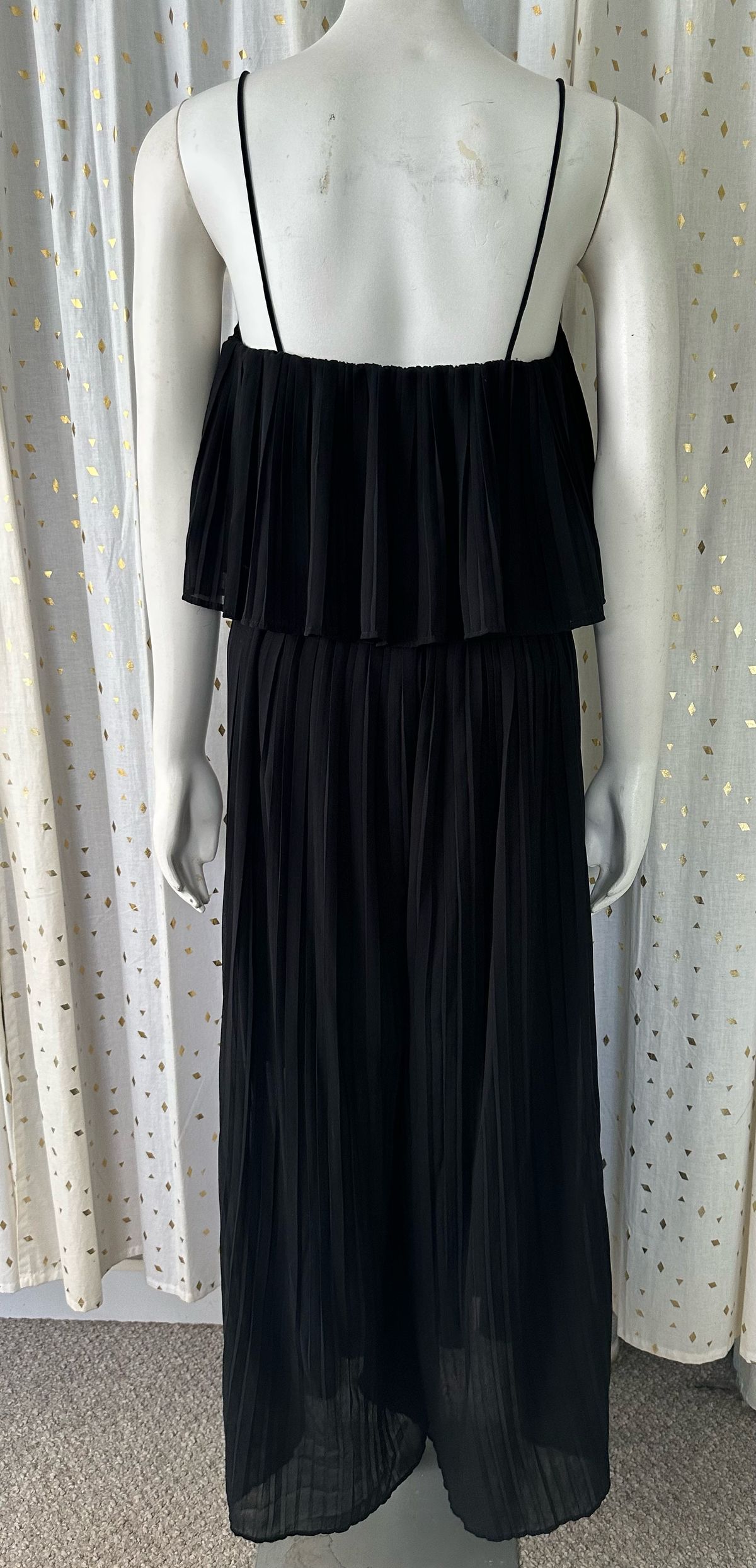 Shinestar Size L Pageant Sheer Black Formal Jumpsuit on Queenly