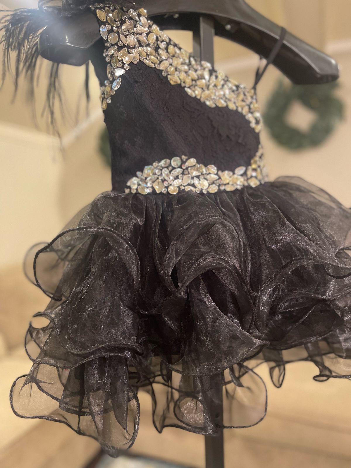 Girls Size 4 Pageant Black Ball Gown on Queenly