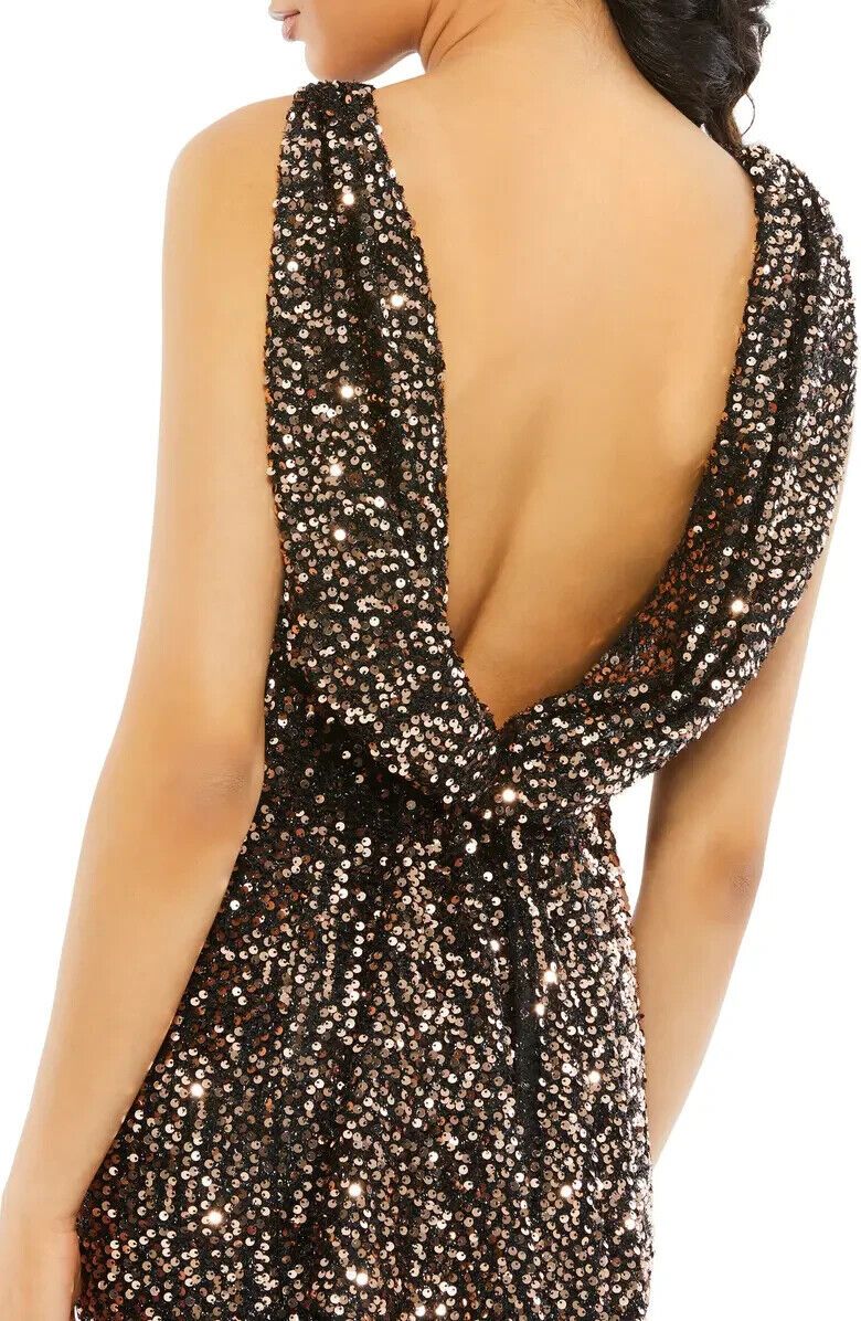 Mac Duggal Size 10 Sequined Black A-line Dress on Queenly