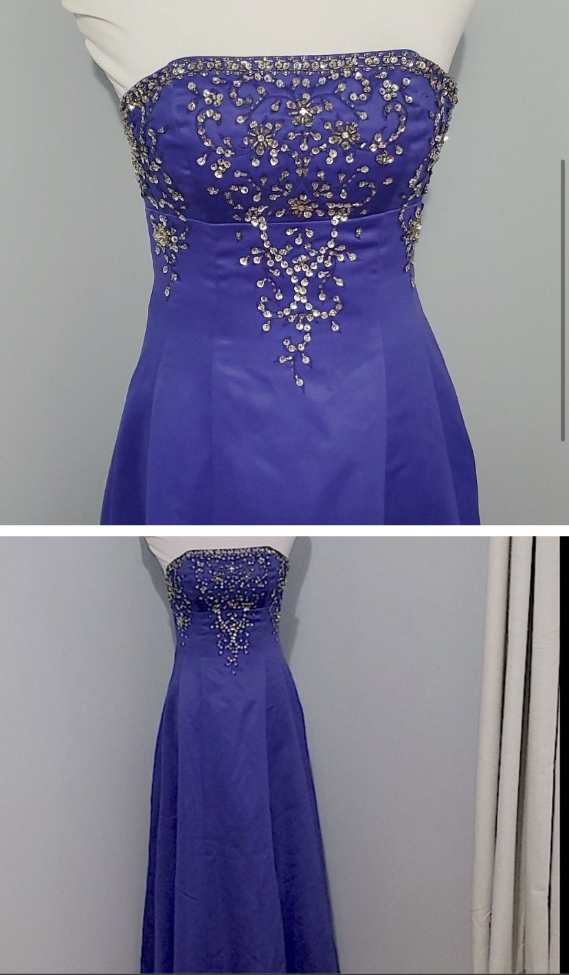Morgan and Co Size 4 Prom Strapless Purple A-line Dress on Queenly