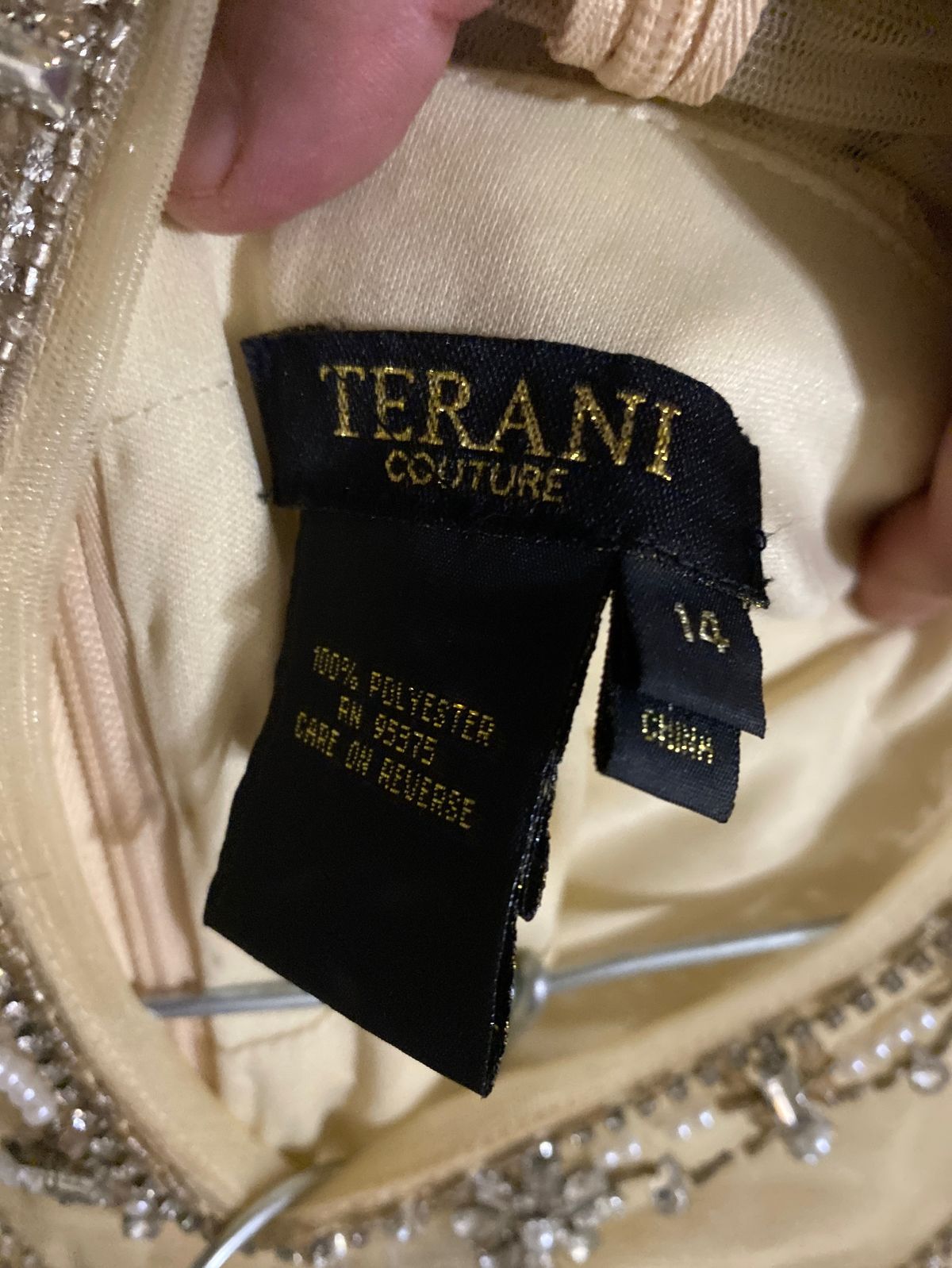 Terani Couture Size 14 Prom Nude Floor Length Maxi on Queenly