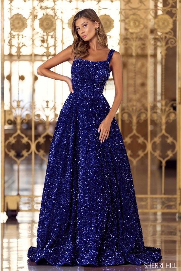 Style 55093 Sherri Hill Size 2 Prom Blue Ball Gown on Queenly