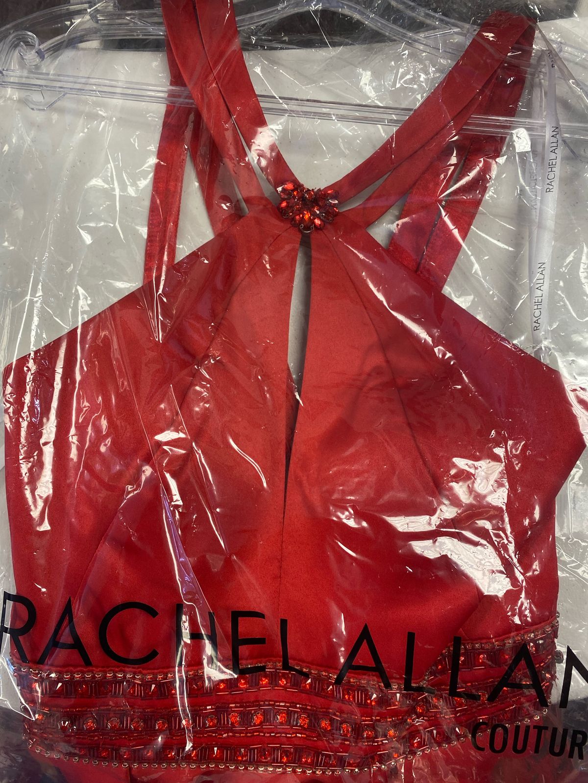 Rachel Allan Size 4 Halter Red A-line Dress on Queenly