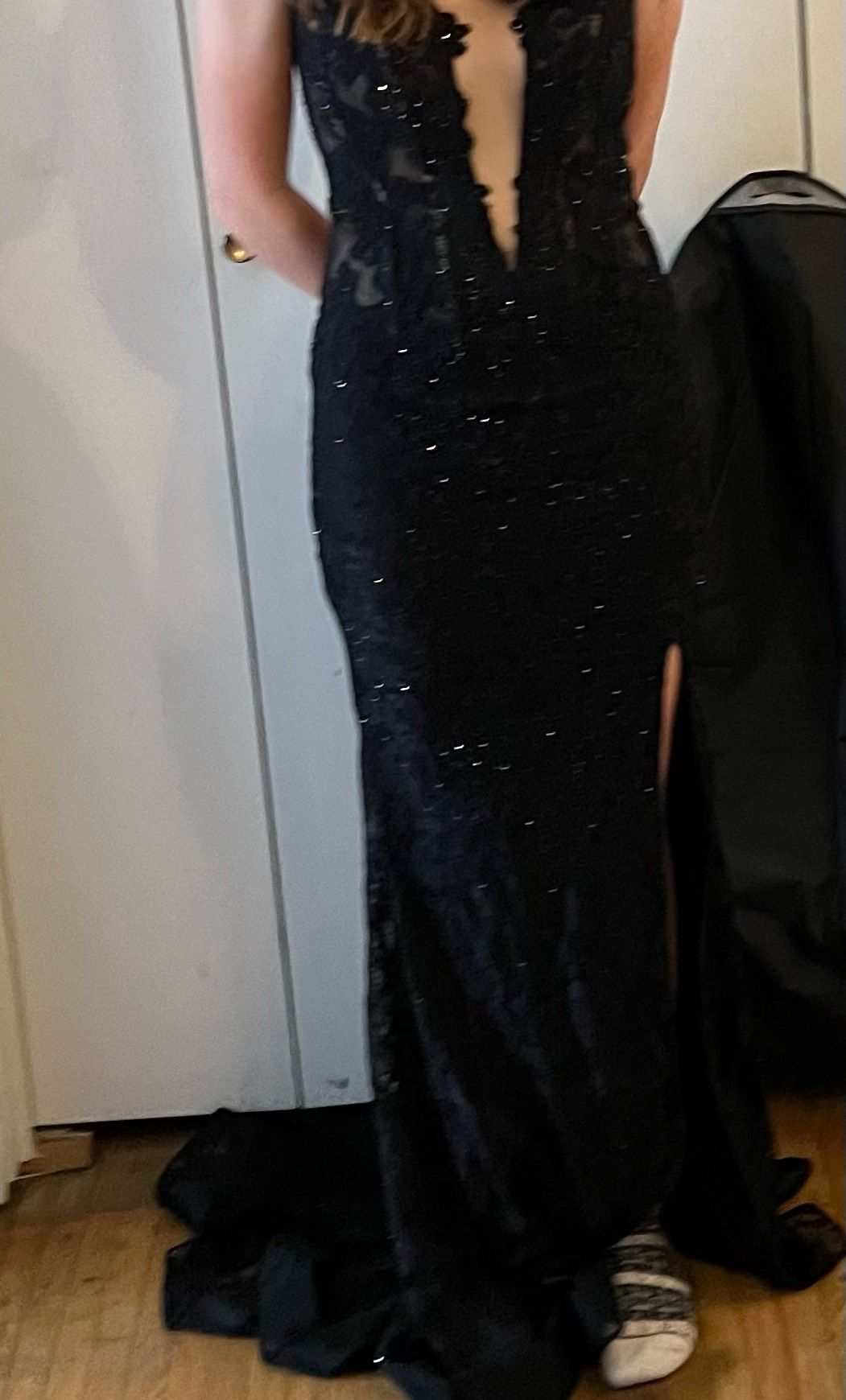 La Femme Size 2 Prom Black Side Slit Dress on Queenly