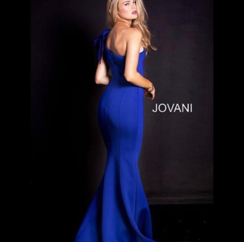 Jovani Size 2 Bridesmaid One Shoulder Royal Blue Mermaid Dress on Queenly