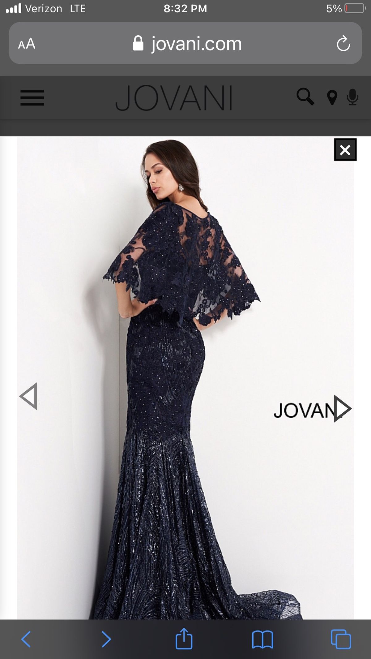 Jovani Size 12 Prom Lace Navy Blue Mermaid Dress on Queenly