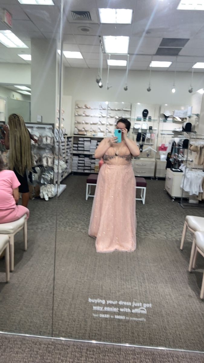 davids bridal Plus Size 18 Sheer Pink Ball Gown on Queenly
