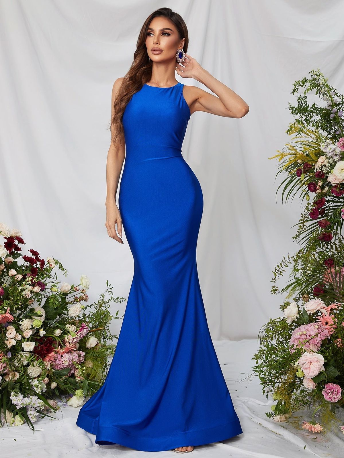 Style FSWD0761 Faeriesty Size M Satin Royal Blue Mermaid Dress on Queenly