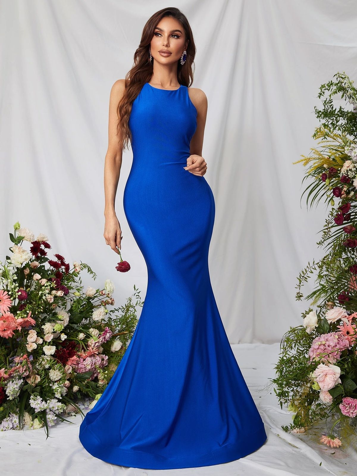 Style FSWD0761 Faeriesty Size L Satin Royal Blue Mermaid Dress on Queenly