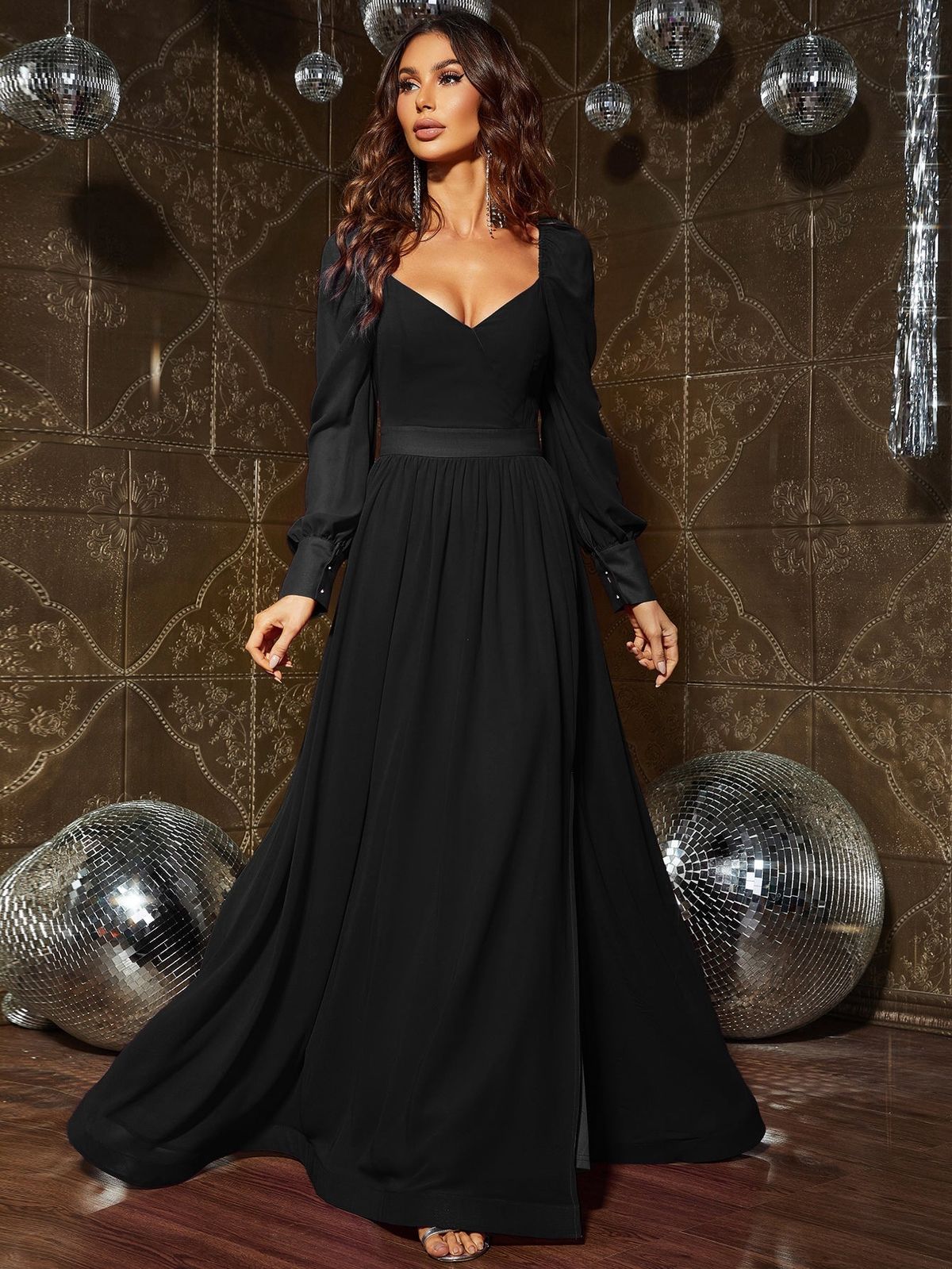 Style FSWD0795 Faeriesty Size XS Long Sleeve Black A-line Dress on Queenly