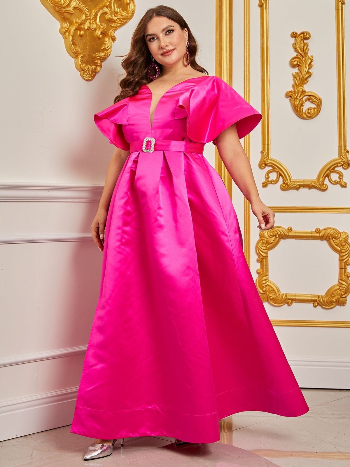 Style FSWD0819P Faeriesty Size 2X Prom Satin Hot Pink Floor Length Maxi on Queenly