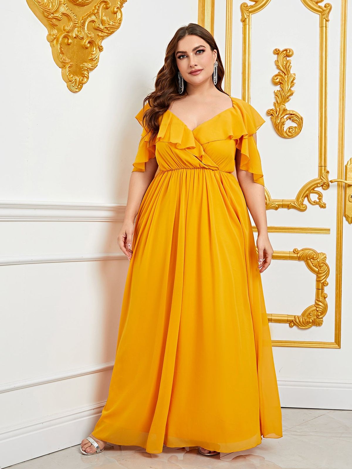 Style FSWD0924P Faeriesty Size 2X Yellow A-line Dress on Queenly