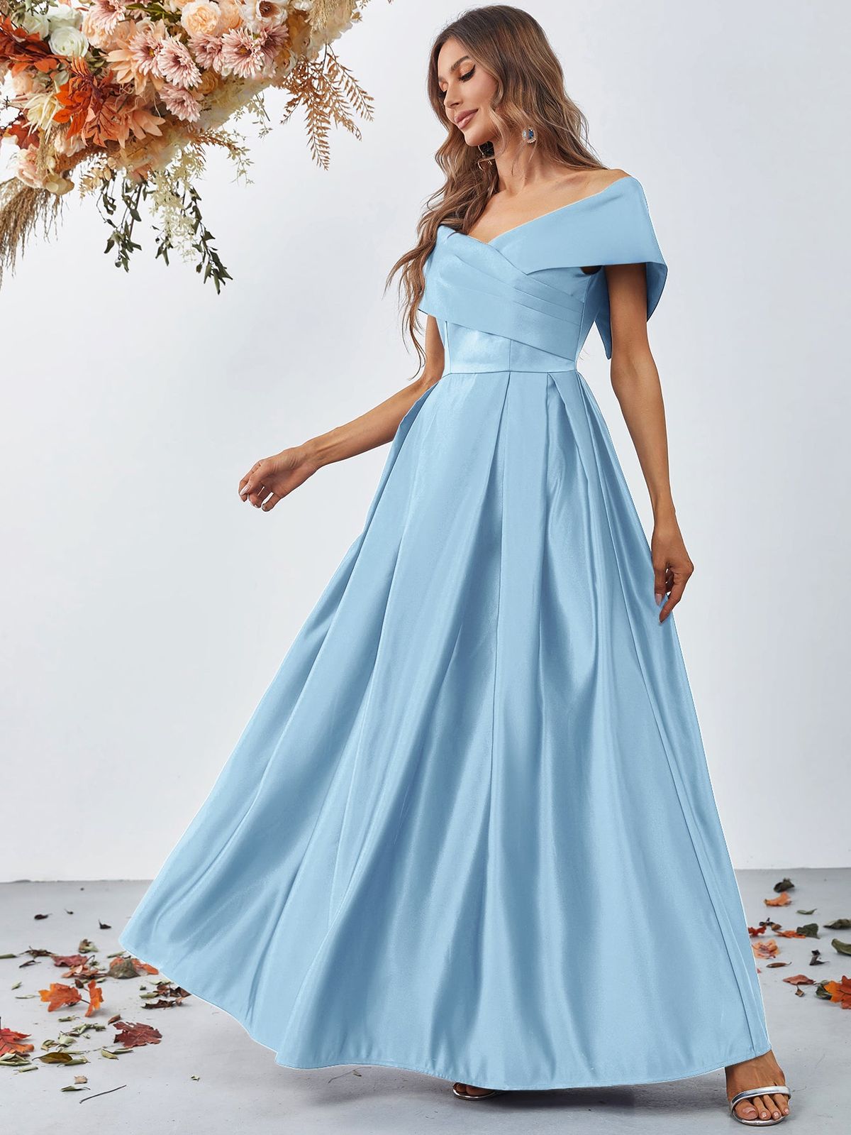 Style FSWD0861 Faeriesty Size XS Off The Shoulder Satin Blue A-line Dress on Queenly