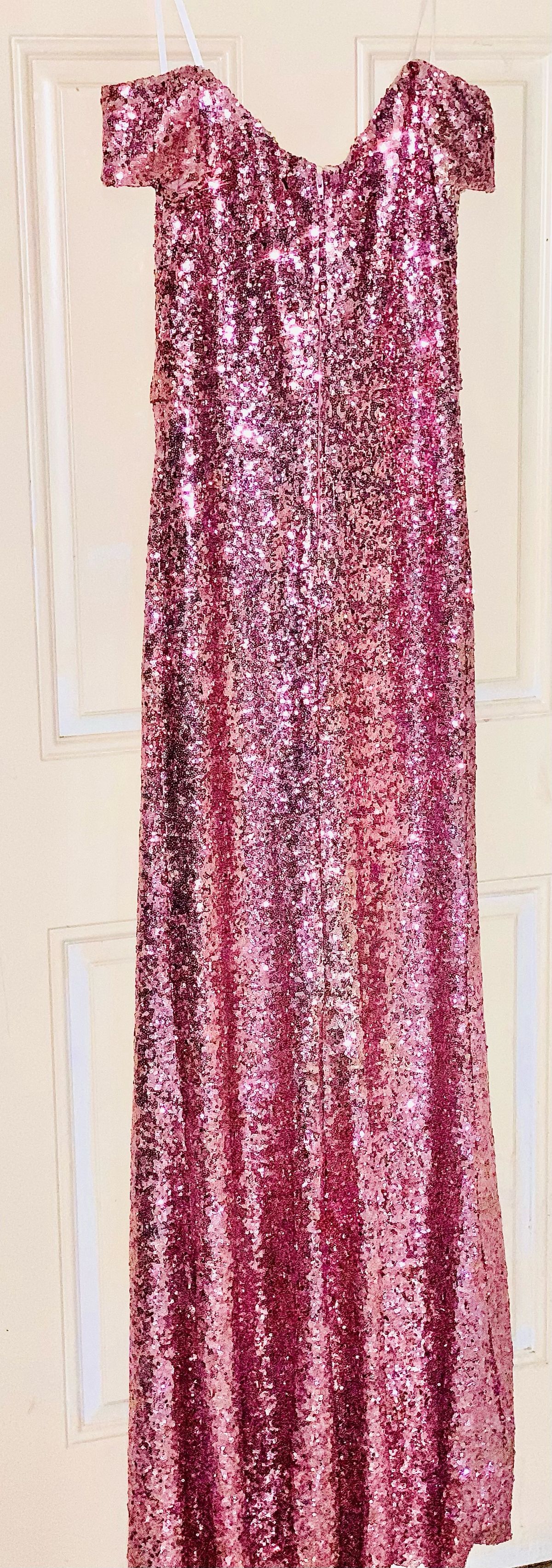 B. Darlin Size 12 Prom Off The Shoulder Pink Side Slit Dress on Queenly
